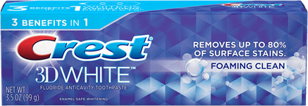 CREST 3D WHITE FOAMING CLEAN TOOTHPASTE