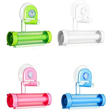 4PCS Toothpaste Tube Squeezer Dispenser Sucker Holder